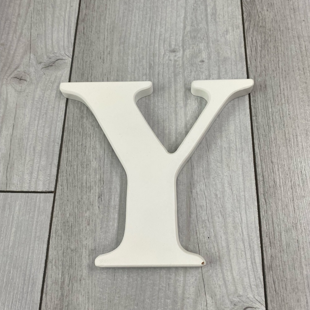 White Wood Letter Y